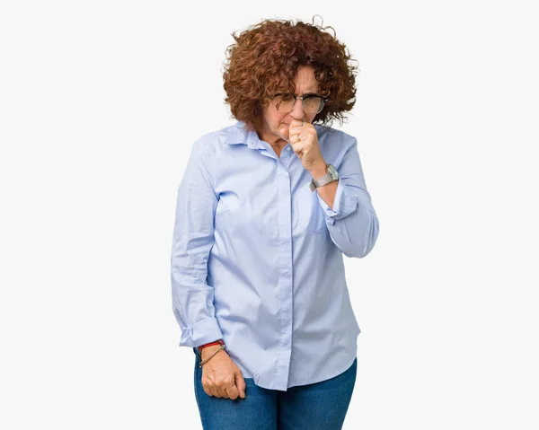 Hermosa Mujer Negocios Senior Mediana Edad Con Gafas Sobre Fondo — Foto de Stock