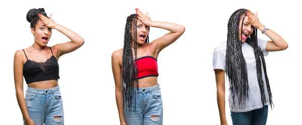 Colagem Cabelo Trançado Bonita Mulher Americana Africana Com Marca Nascimento — Fotografia de Stock