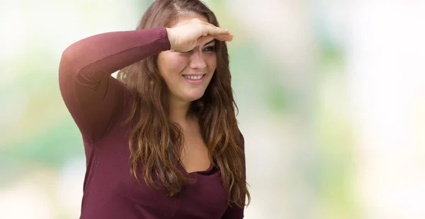 Mooi Aantrekkelijk Grootte Jonge Vrouw Draagt Een Jurk Geïsoleerde Achtergrond — Stockfoto