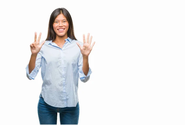 Молода Азіатська Бізнес Леді Над Ізольованим Тлом Показуючи Вказуючи Пальцями — стокове фото
