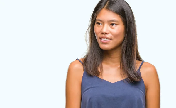 Junge Asiatische Frau Mit Isoliertem Hintergrund Die Mit Einem Lächeln — Stockfoto