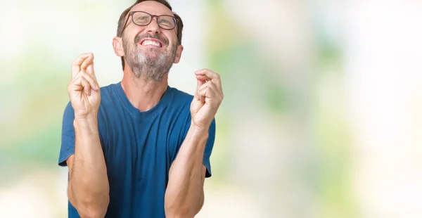 Stilig Medelåldern Hoary Senior Mannen Wearin Glasögon Över Isolerade Bakgrund — Stockfoto