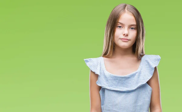 Menina Bonita Jovem Sobre Fundo Isolado Com Expressão Séria Rosto — Fotografia de Stock