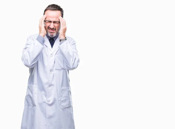 Uomo Anziano Hoary Professionale Mezza Età Che Indossa Cappotto Bianco — Foto Stock