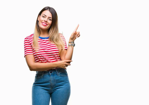 Mujer Hermosa Joven Mirada Casual Sobre Fondo Aislado Con Una — Foto de Stock