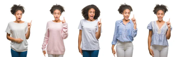 Colagem Mulher Afro Americana Sobre Fundo Isolado Apontando Dedo Para — Fotografia de Stock