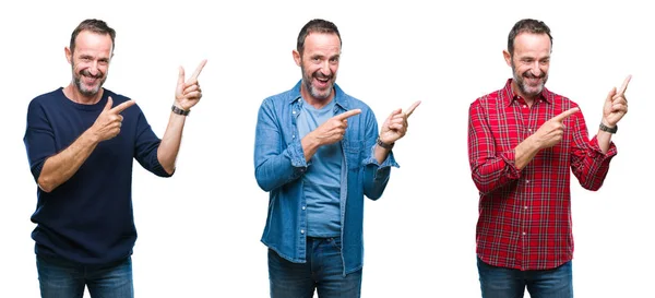 Colagem Homem Hoary Sênior Meia Idade Sobre Fundo Isolado Sorrindo — Fotografia de Stock