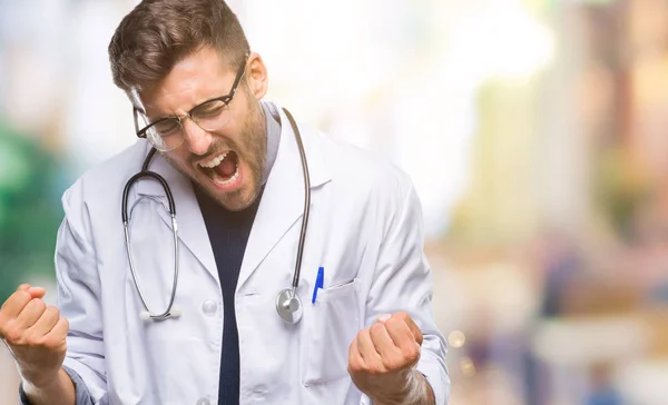 Young Handsome Doctor Man Isolated Background Very Happy Excited Doing — Stock Photo, Image