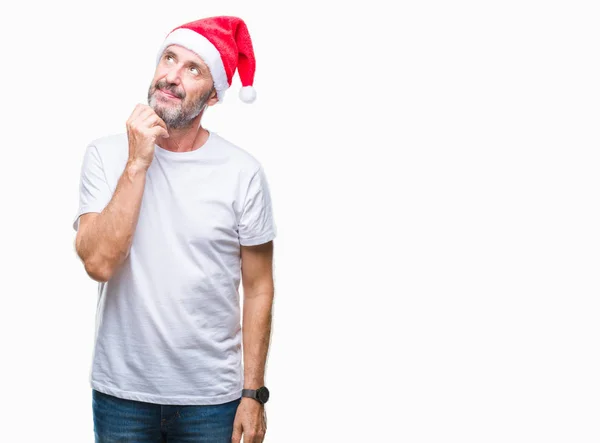 Otřepané Starší Muž Středního Věku Nosí Vánoční Čepice Přes Samostatný — Stock fotografie