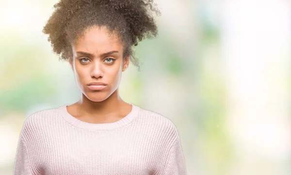 Young Afro American Woman Wearing Winter Sweater Isolated Background Depressed — Stock Photo, Image