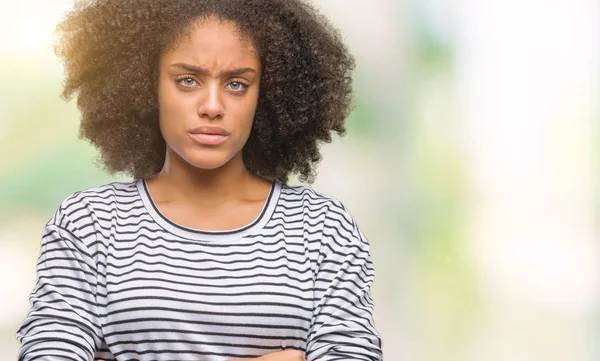 Молодая Афро Американка Изолированном Фоне Скептически Нервно Неодобряющее Выражение Лица — стоковое фото