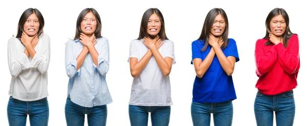 Zusammensetzung Der Chinesischen Asiatischen Frau Über Isolierten Hintergrund Schreien Und — Stockfoto