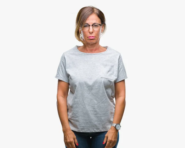 Middle Age Senior Hispanic Woman Wearing Glasses Isolated Background Depressed — Stock Photo, Image