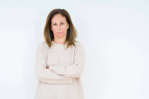 Beautiful Middle Age Woman Isolated Background Skeptic Nervous Disapproving Expression — Stock Photo, Image