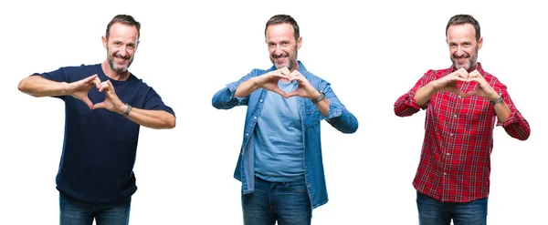 Collage Mediana Edad Hombre Alzado Senior Sobre Fondo Aislado Sonriendo — Foto de Stock