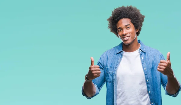Afro Amerikansk Man Över Isolerade Bakgrund Framgång Tecken Gör Positiv — Stockfoto