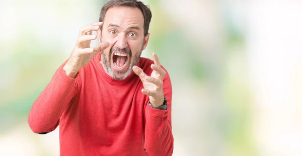 Gutaussehender Älterer Herr Mittleren Alters Der Winterpullover Über Isoliertem Hintergrund — Stockfoto