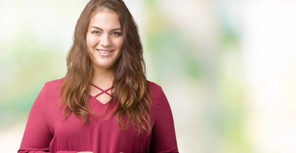 Mulher Bonita Size Jovem Sobre Fundo Isolado Mãos Juntas Dedos — Fotografia de Stock