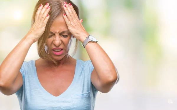 Spanyol Kadın Kıdemli Orta Yaş Çünkü Umutsuz Stresli Baş Ağrısı — Stok fotoğraf