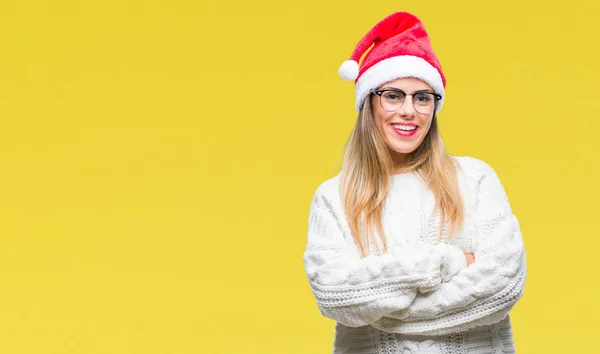Junge Schöne Frau Mit Weihnachtsmütze Über Isoliertem Hintergrund Glücklich Lächelnd — Stockfoto