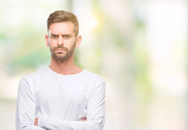 Young Handsome Man Isolated Background Skeptic Nervous Disapproving Expression Face — Stock Photo, Image