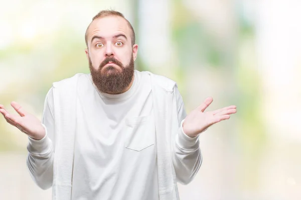 Joven Hipster Caucásico Vestido Con Ropa Deportiva Sobre Fondo Aislado —  Fotos de Stock