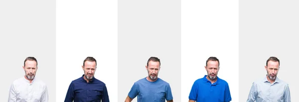 Collage Hombre Mediana Edad Hoary Superior Sobre Fondo Aislado Deprimido —  Fotos de Stock
