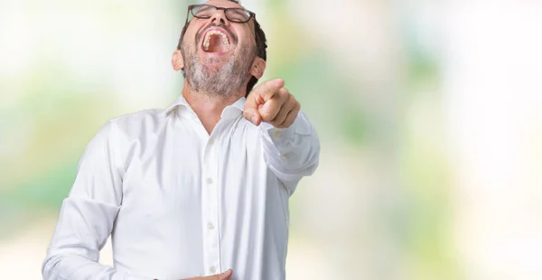 Schöner Älterer Eleganter Älterer Geschäftsmann Mit Brille Über Isoliertem Hintergrund — Stockfoto