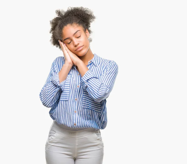 Jovem Afro Americana Sobre Fundo Isolado Dormindo Cansado Sonhando Posando — Fotografia de Stock