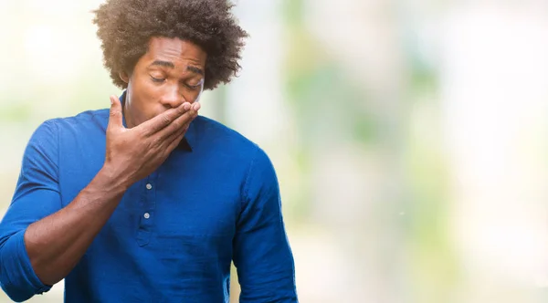 Afro Amerikaanse Man Geïsoleerde Achtergrond Verveeld Geeuwen Moe Die Betrekking — Stockfoto