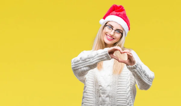 Junge Schöne Blonde Frau Mit Weihnachtsmütze Über Isoliertem Hintergrund Die — Stockfoto