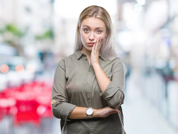 Junge Blonde Geschäftsfrau Mit Isoliertem Hintergrund Die Müde Und Gelangweilt — Stockfoto