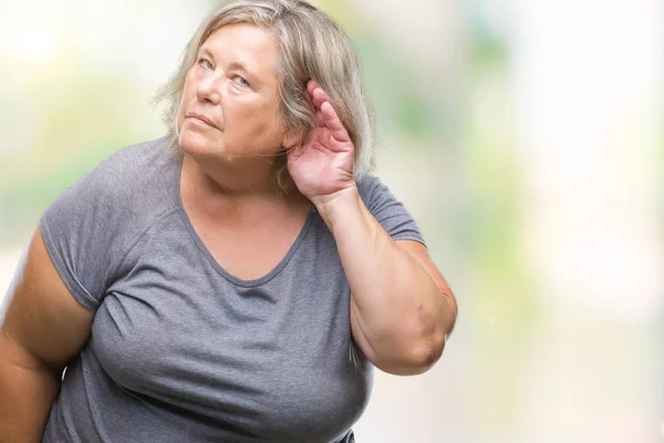 Senior Más Tamaño Mujer Caucásica Sobre Fondo Aislado Sonriendo Con — Foto de Stock