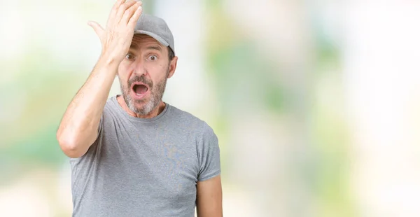 Handsome Middle Age Hoary Senior Man Wearing Sport Cap Isolated — Stock Photo, Image