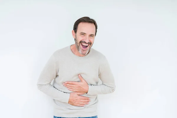 Homme Âgé Élégant Sur Fond Isolé Sourire Rire Fort Haute — Photo