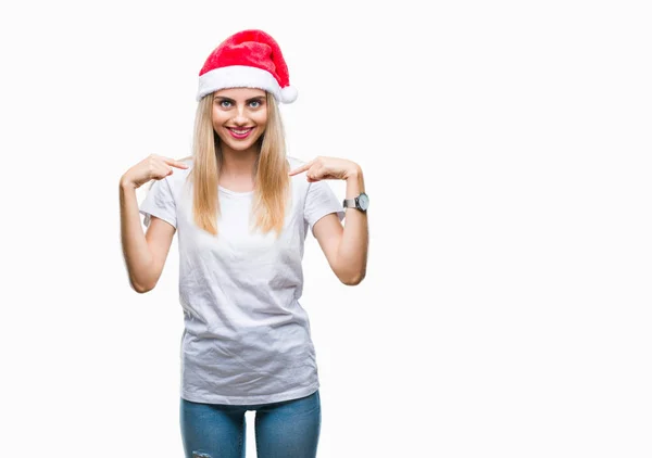 Young Beautiful Blonde Woman Christmas Hat Isolated Background Looking Confident — Stock Photo, Image