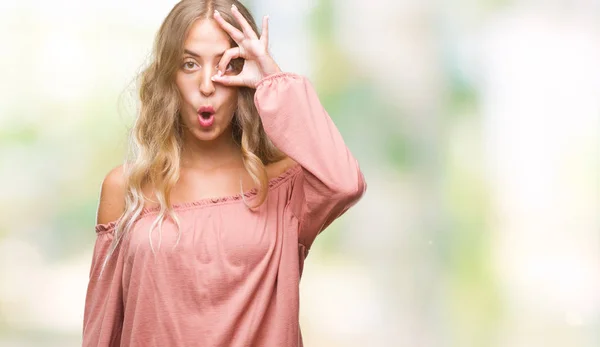 Beautiful Young Blonde Woman Isolated Background Doing Gesture Shocked Surprised — Stock Photo, Image