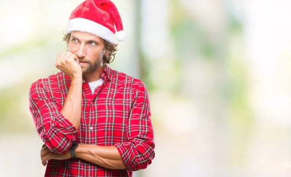 Bonito Modelo Homem Hispânico Vestindo Natal Papai Noel Sobre Fundo — Fotografia de Stock