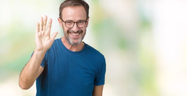 Bonito Hoary Meia Idade Homem Sênior Wearin Óculos Sobre Fundo — Fotografia de Stock