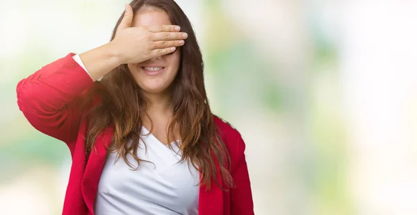 Hermosa Mujer Negocios Más Tamaño Joven Usando Chaqueta Elegante Gafas — Foto de Stock