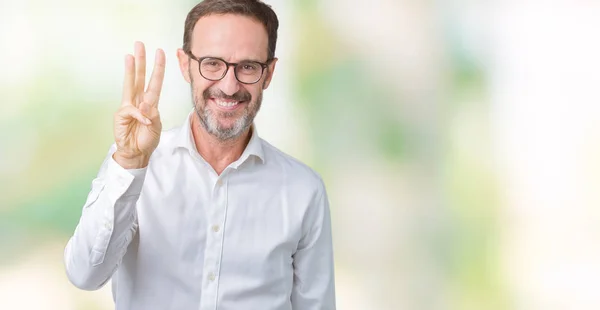 Bonito Homem Negócios Sênior Meia Idade Elegante Usando Óculos Sobre — Fotografia de Stock