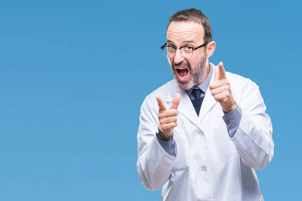 Uomo Anziano Hoary Professionale Mezza Età Che Indossa Cappotto Bianco — Foto Stock