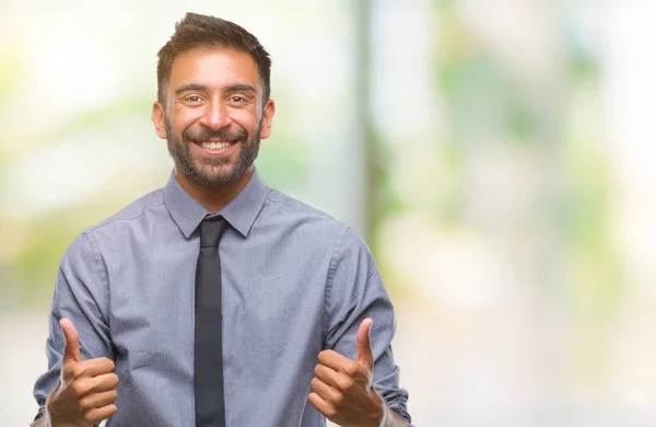 Volwassen Spaanse Zakenman Geïsoleerde Achtergrond Succes Teken Doen Positief Gebaar — Stockfoto