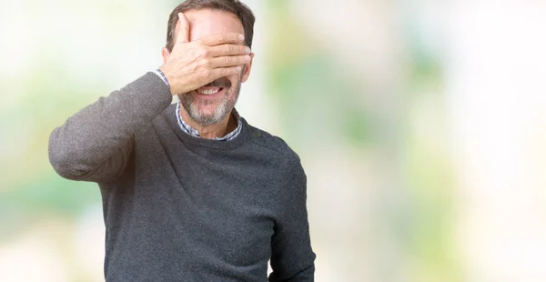 Hombre Mayor Mediana Edad Guapo Usando Suéter Sobre Fondo Aislado —  Fotos de Stock