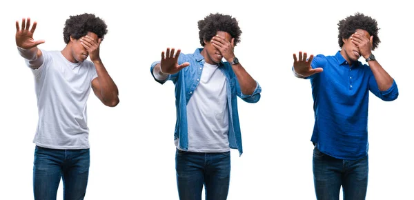 Collage Eines Jungen Afroamerikaners Ohne Hemd Und Geschäftsmann Vor Isoliertem — Stockfoto