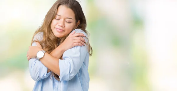 Junge Schöne Brünette Geschäftsfrau Mit Isoliertem Hintergrund Die Sich Glücklich — Stockfoto