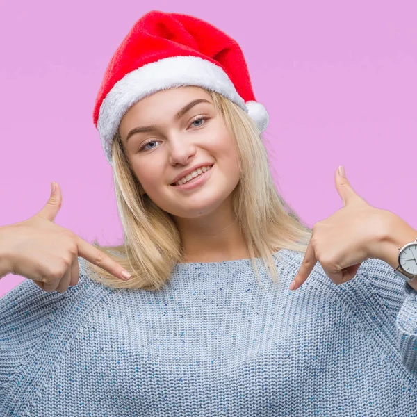 Unga Kaukasiska Kvinna Som Bär Jul Hatt Över Isolerade Bakgrund — Stockfoto