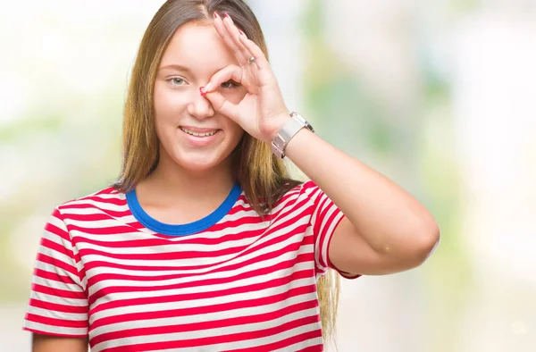 Jonge Kaukasische Mooie Vrouw Geïsoleerde Achtergrond Doen Gebaar Met Hand — Stockfoto