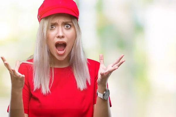 Young Blonde Woman Wearing Red Hat Isolated Background Crazy Mad — Stock Photo, Image