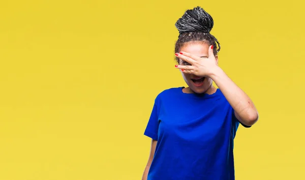 Young Braided Hair African American Girl Wearing Glasses Isolated Background — Stock Photo, Image